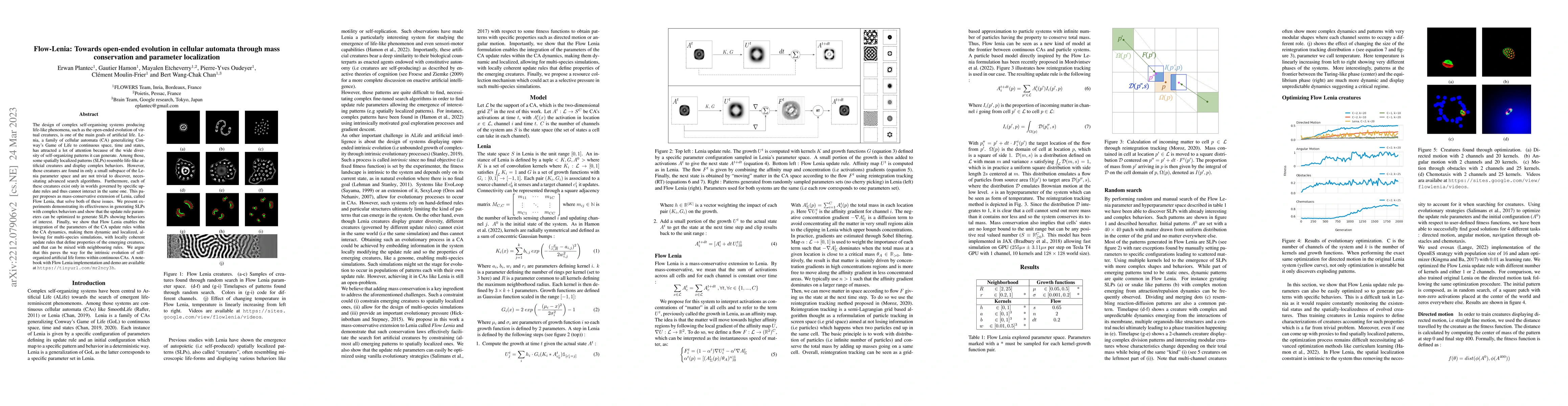 Thumbnail for Flow-Lenia: Towards open-ended evolution in cellular automata through
  mass conservation and parameter localization