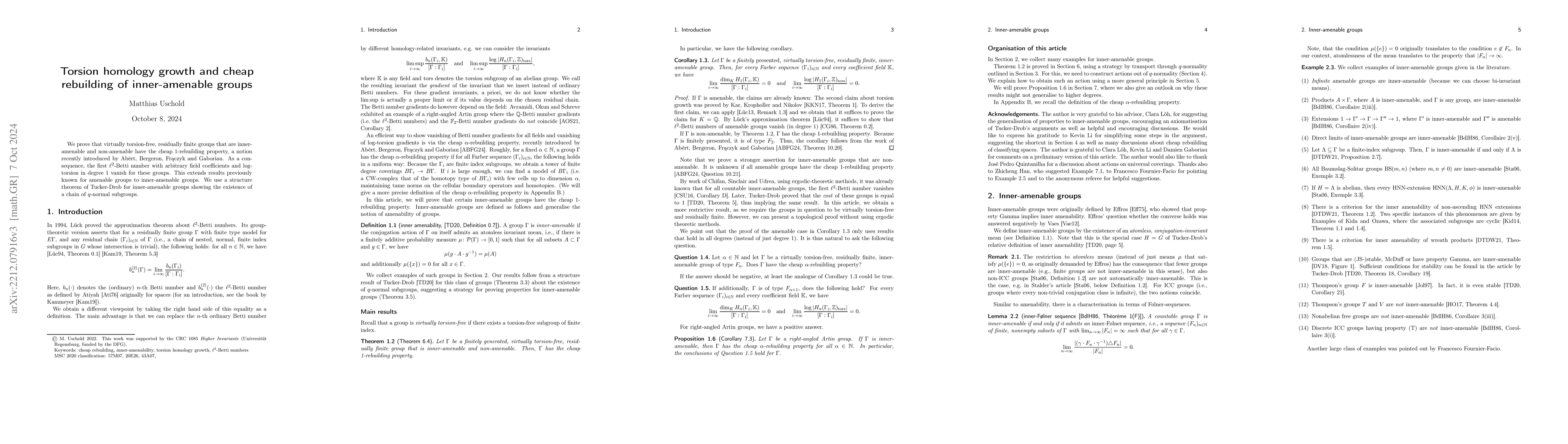 Thumbnail for Torsion homology growth and cheap rebuilding of inner-amenable groups
