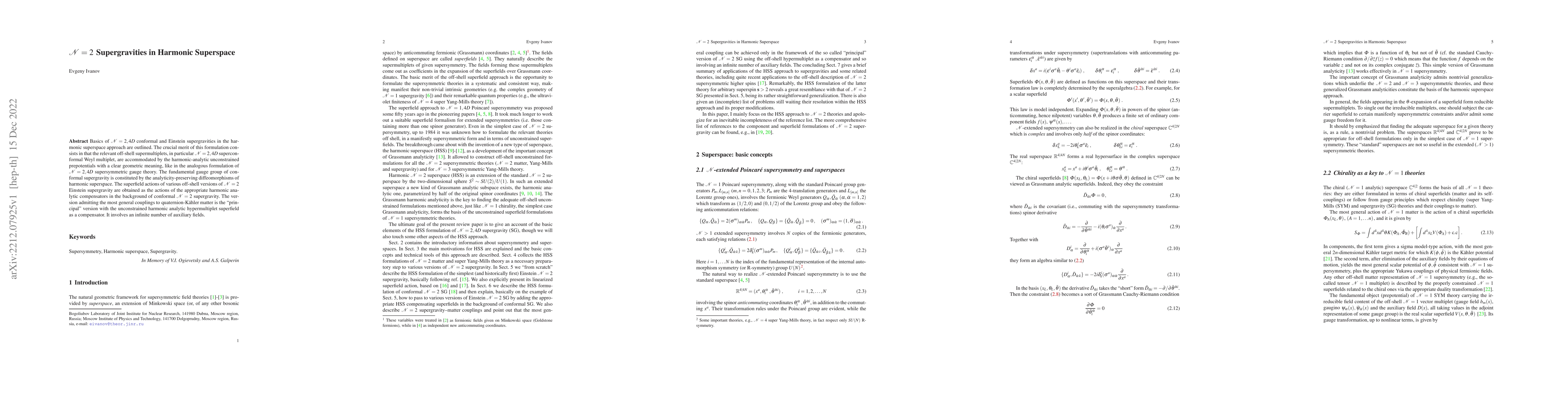 Thumbnail for ${\cal N}=2\,$ Supergravities in Harmonic Superspace