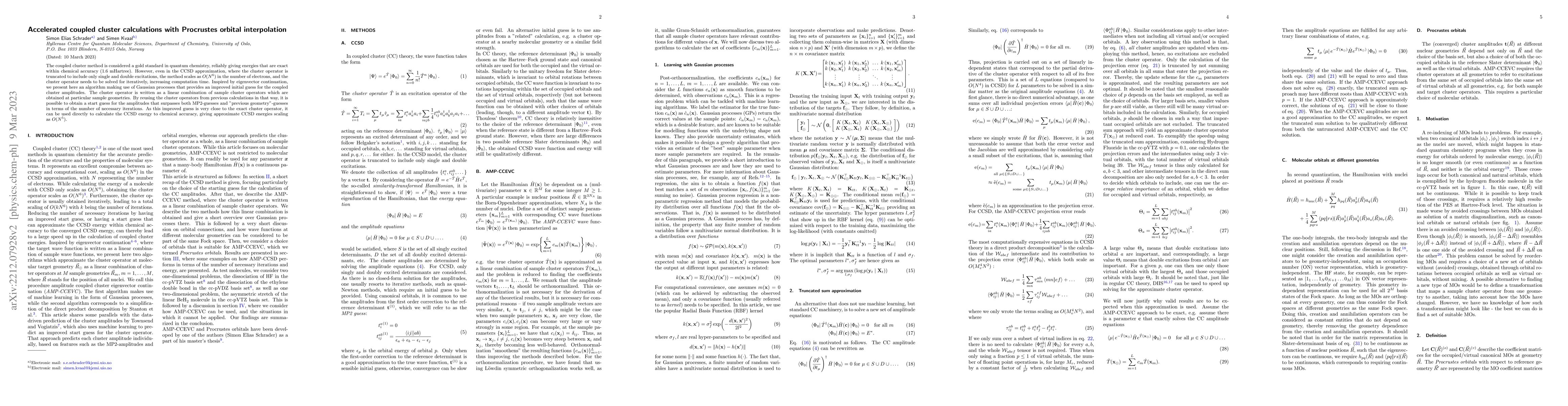 Thumbnail for Accelerated coupled cluster calculations with Procrustes orbital
  interpolation
