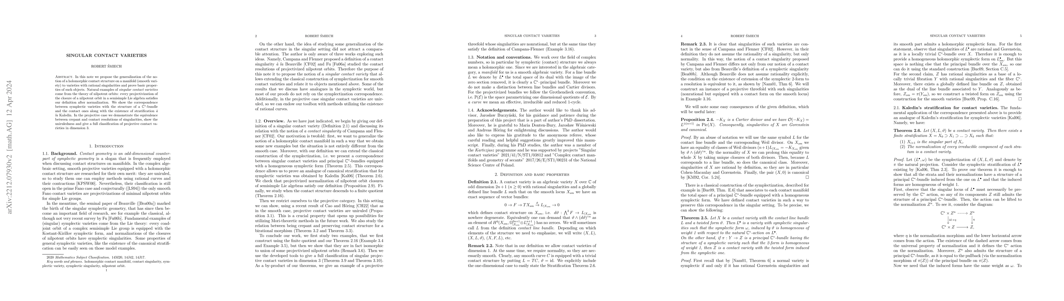 Thumbnail for Singular contact varieties