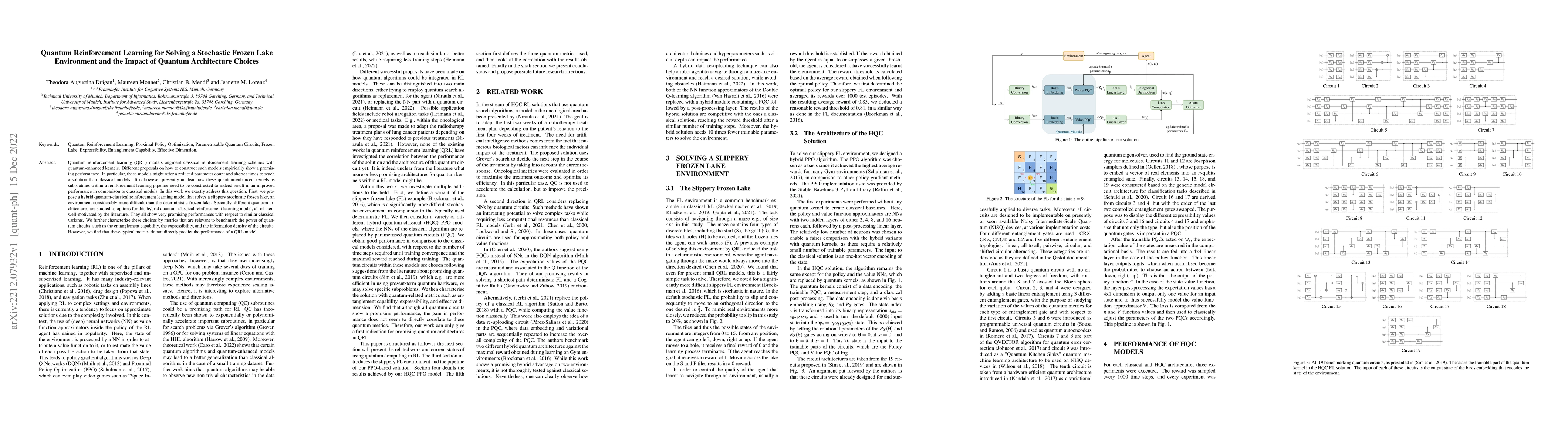 Thumbnail for Quantum Reinforcement Learning for Solving a Stochastic Frozen Lake
  Environment and the Impact of Quantum Architecture Choices