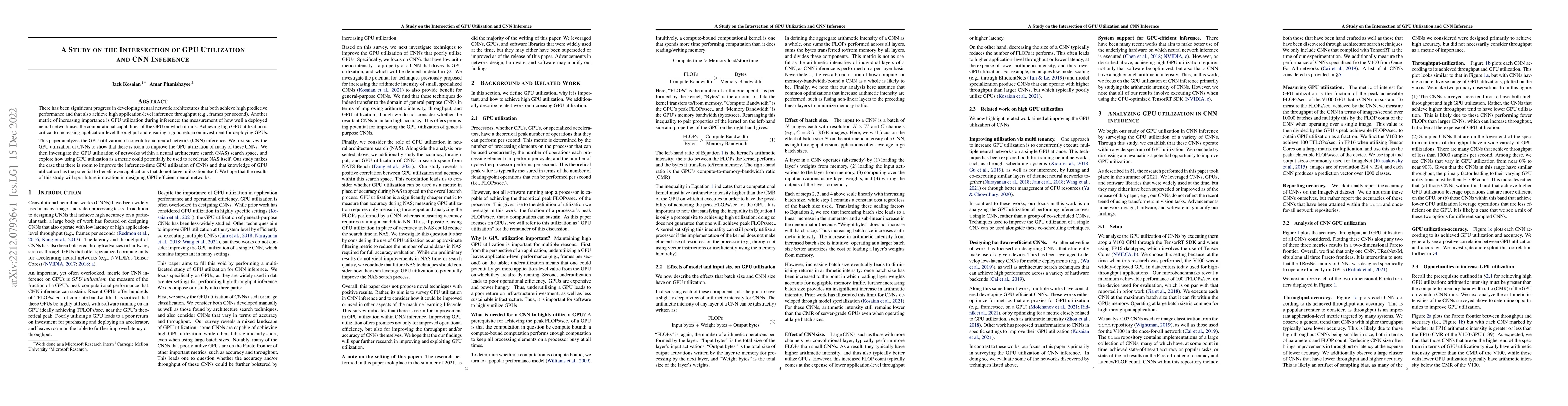 Thumbnail for A Study on the Intersection of GPU Utilization and CNN Inference