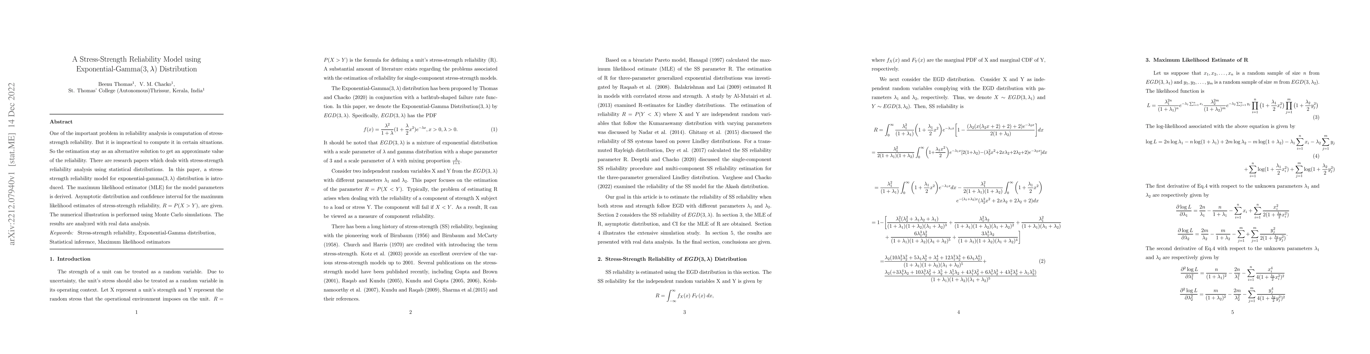 Thumbnail for A Stress-Strength Reliability Model using Exponential-Gamma(3,$\lambda$)
  Distribution