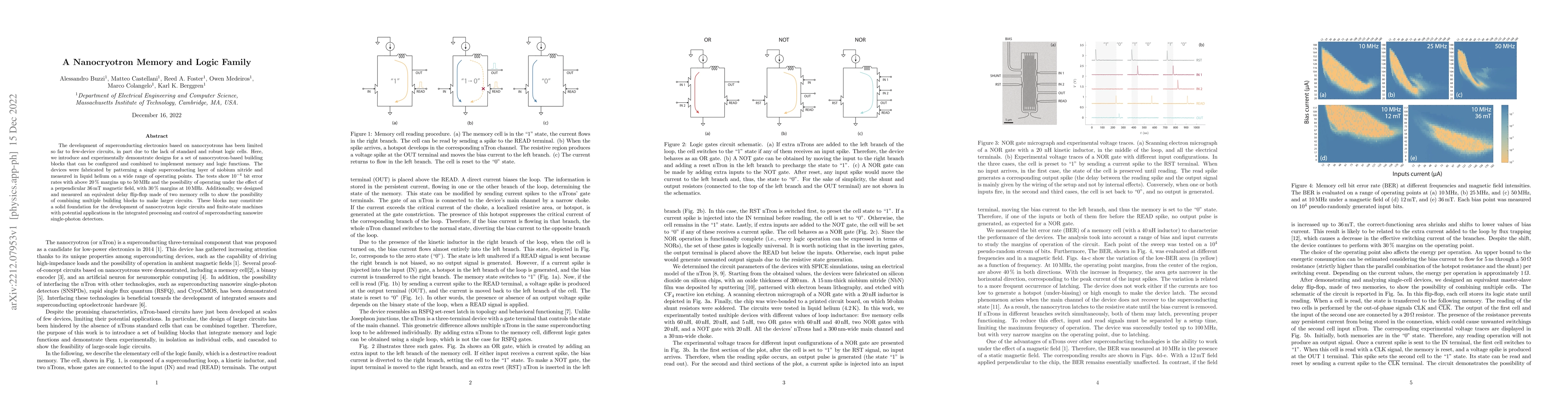 Thumbnail for A Nanocryotron Memory and Logic Family