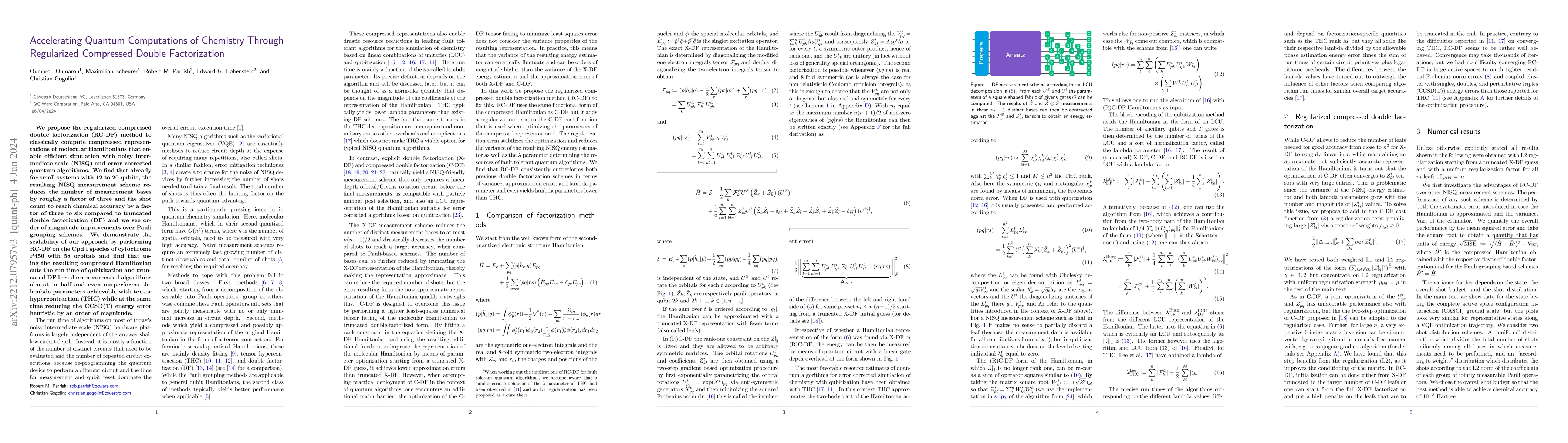 Thumbnail for Accelerating Quantum Computations of Chemistry Through Regularized
  Compressed Double Factorization