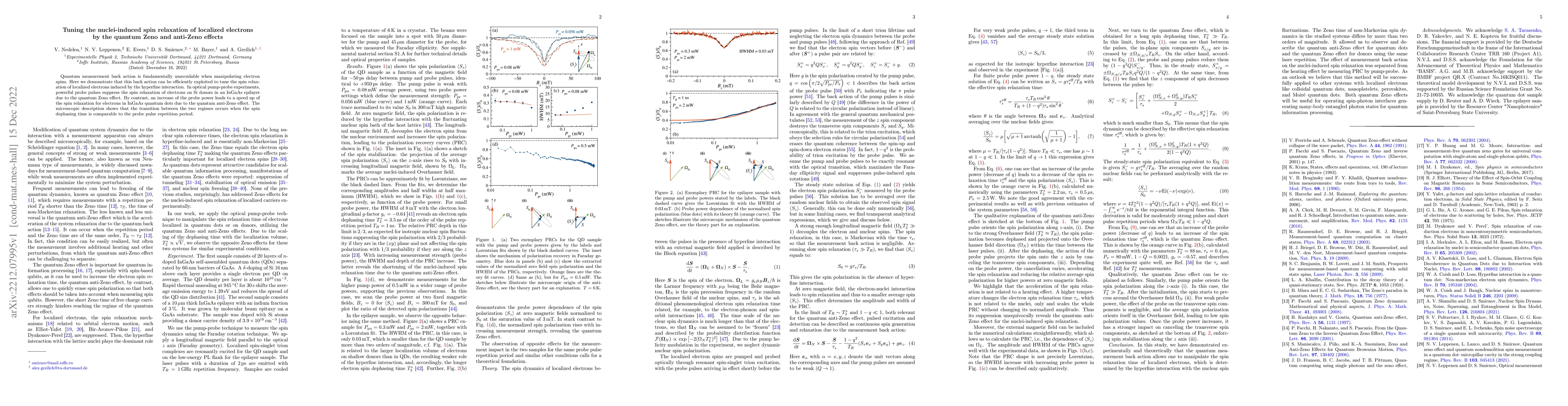 Thumbnail for Tuning the nuclei-induced spin relaxation of localized electrons by the
  quantum Zeno and anti-Zeno effects
