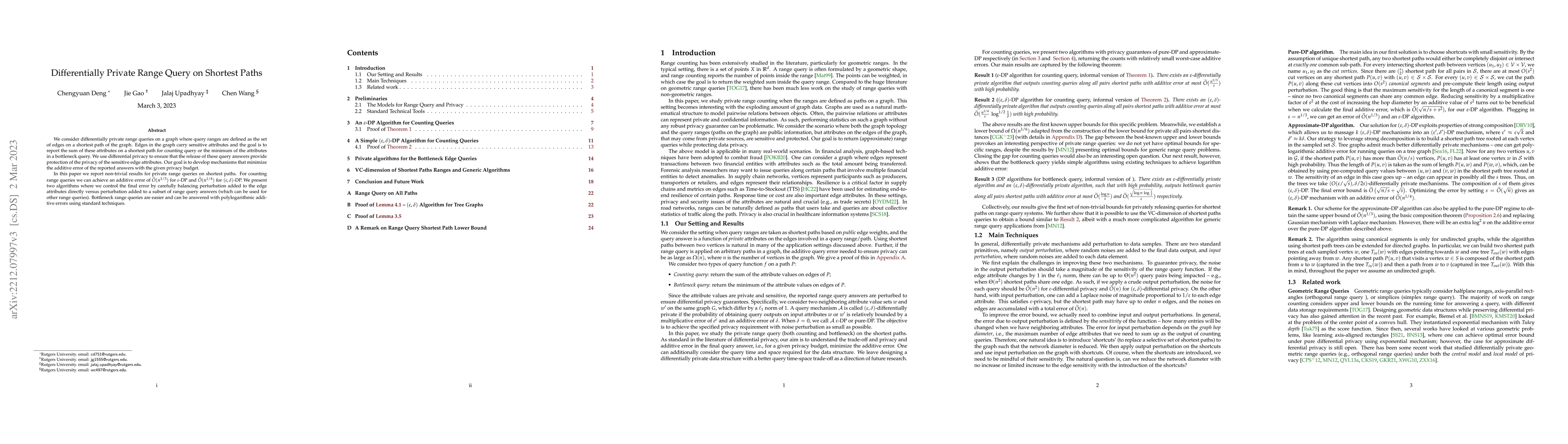 Thumbnail for Differentially Private Range Query on Shortest Paths