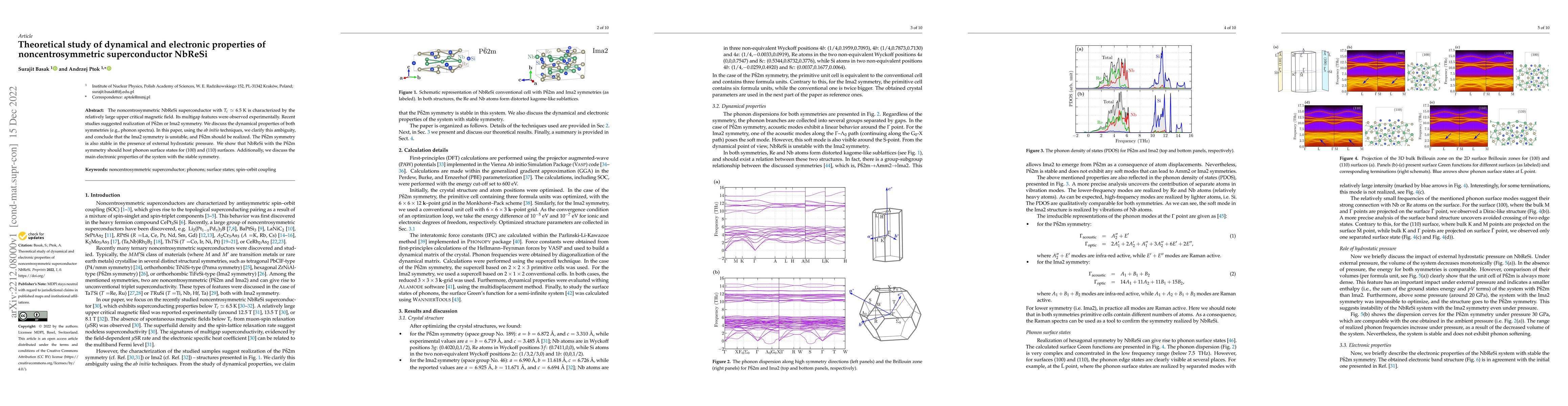 Thumbnail for Theoretical study of dynamical and electronic properties of
  noncentrosymmetric superconductor NbReSi