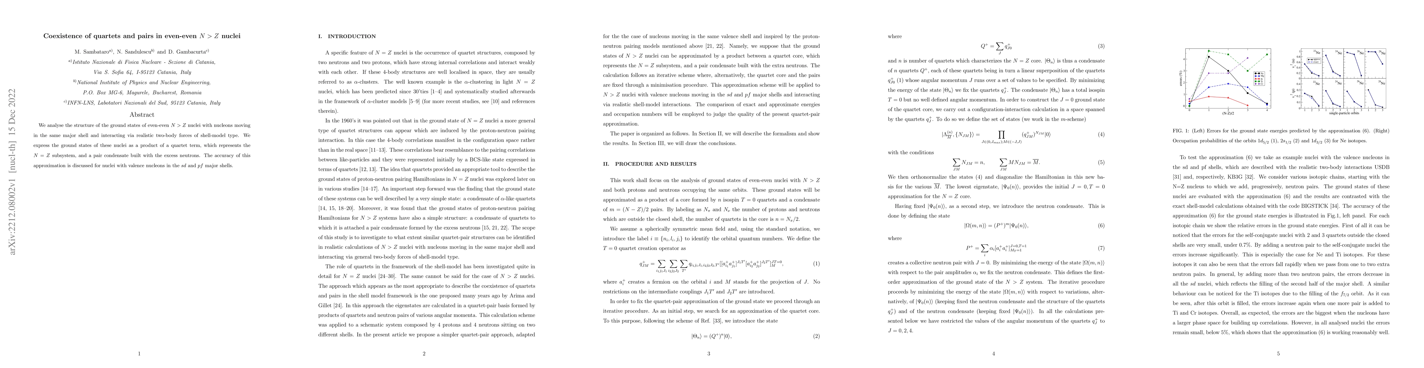 Thumbnail for Coexistence of quartets and pairs in even-even $N>Z$ nuclei