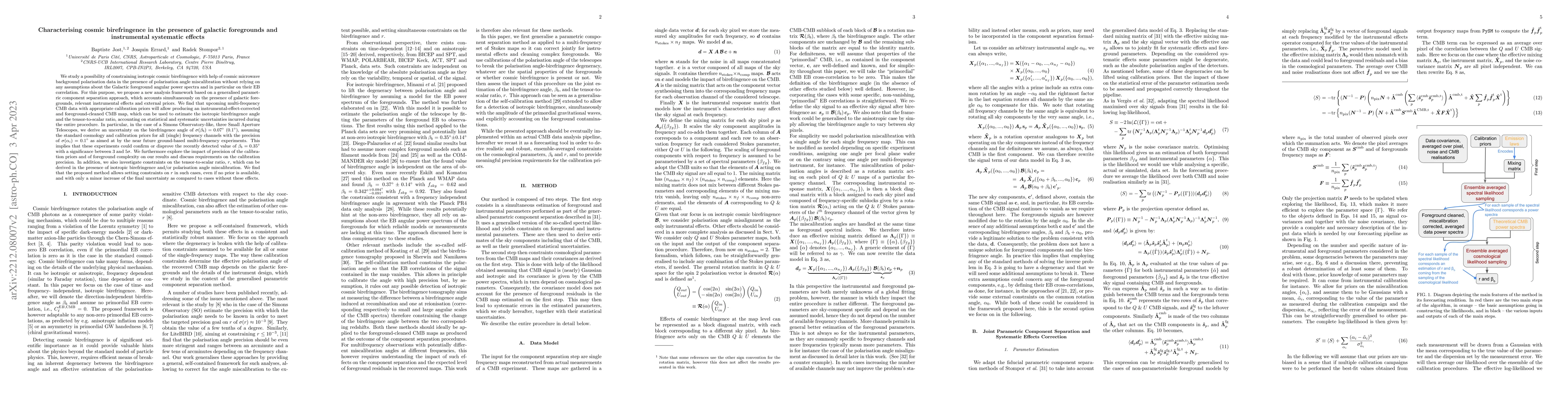 Thumbnail for Characterising cosmic birefringence in the presence of galactic
  foregrounds and instrumental systematic effects