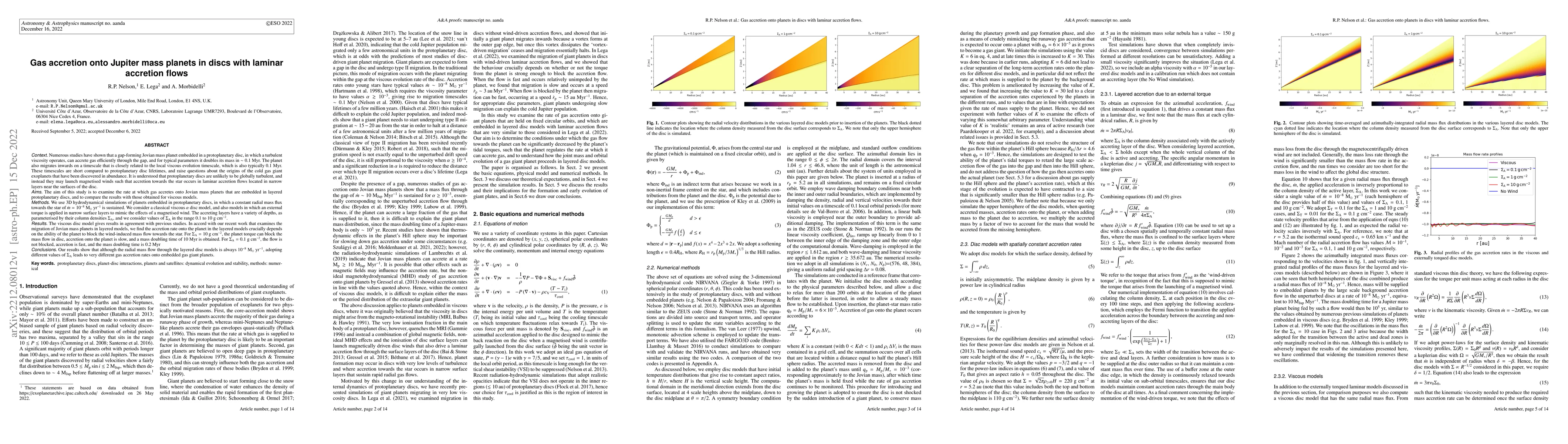 Thumbnail for Gas accretion onto Jupiter mass planets in discs with laminar accretion
  flows