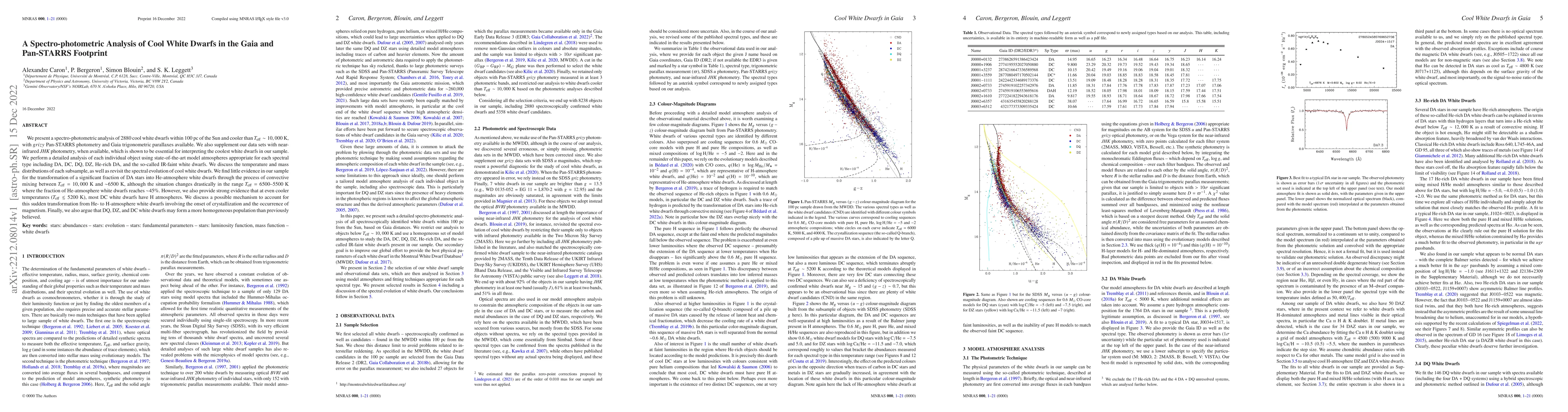 Thumbnail for A Spectro-photometric Analysis of Cool White Dwarfs in the Gaia and
  Pan-STARRS Footprint