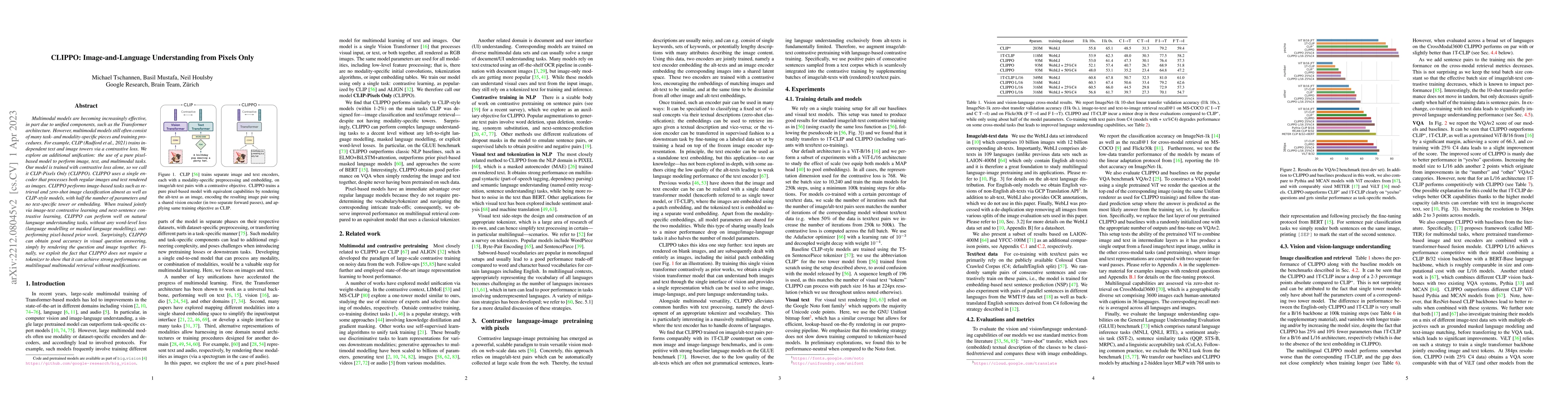 Thumbnail for CLIPPO: Image-and-Language Understanding from Pixels Only