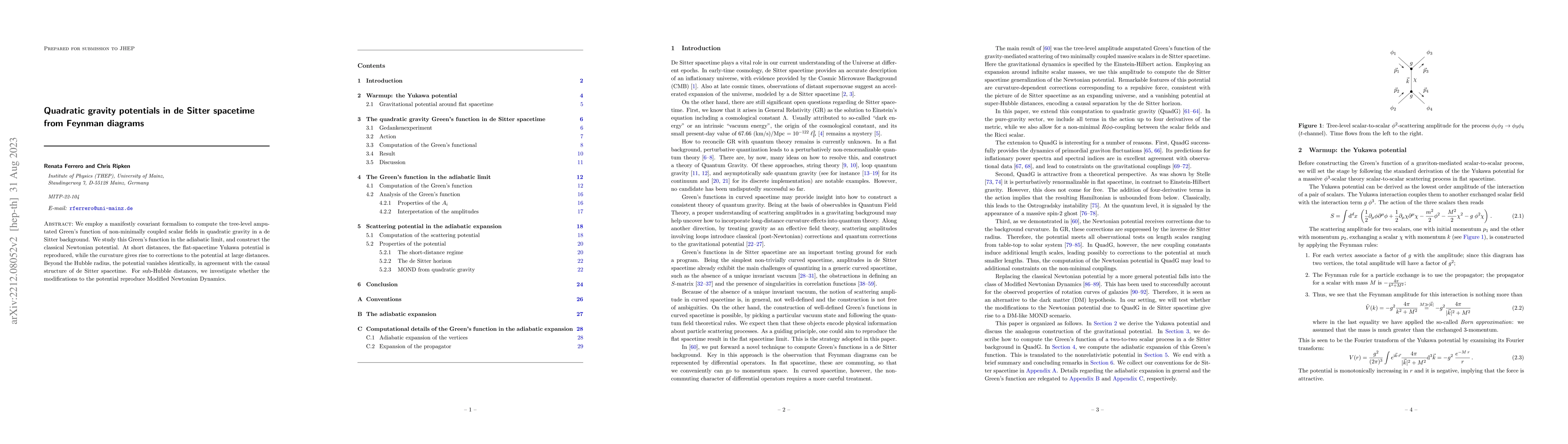 Thumbnail for Quadratic gravity potentials in de Sitter spacetime from Feynman
  diagrams