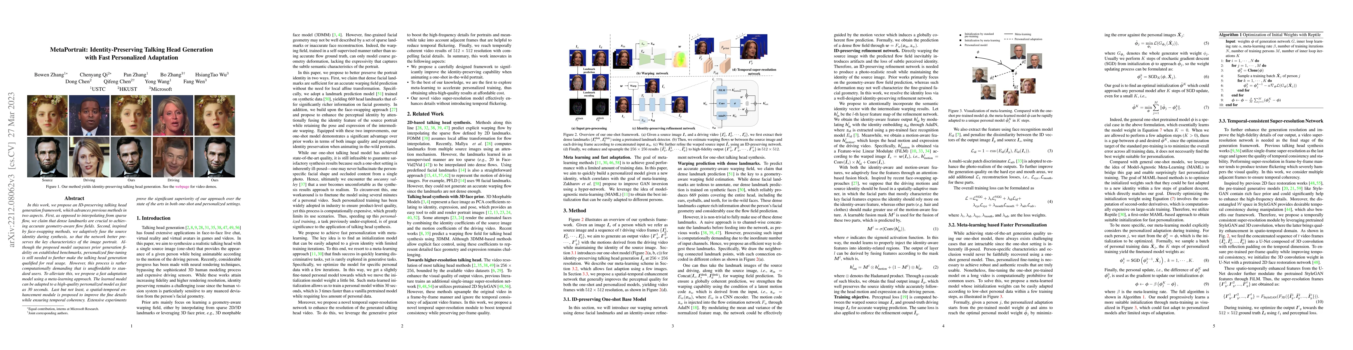 Thumbnail for MetaPortrait: Identity-Preserving Talking Head Generation with Fast
  Personalized Adaptation