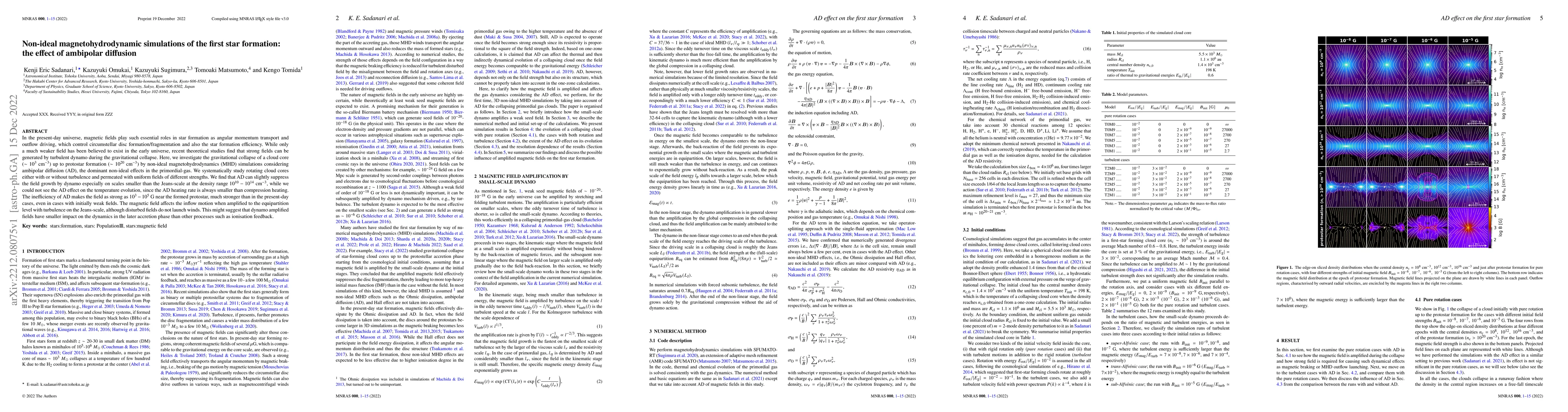 Thumbnail for Non-ideal magnetohydrodynamic simulations of the first star formation:
  the effect of ambipolar diffusion