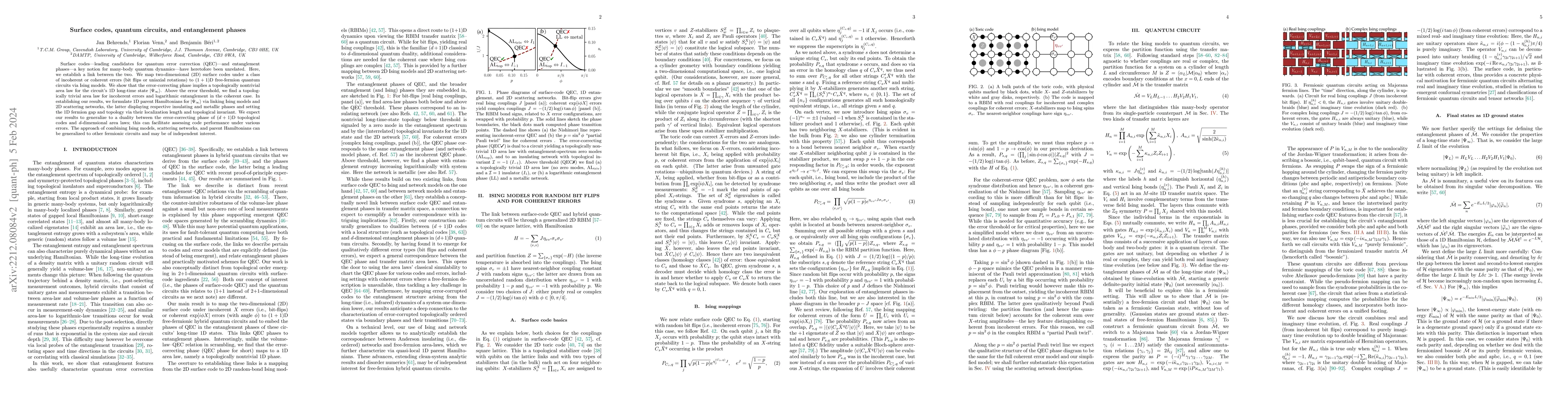 Thumbnail for Surface codes, quantum circuits, and entanglement phases
