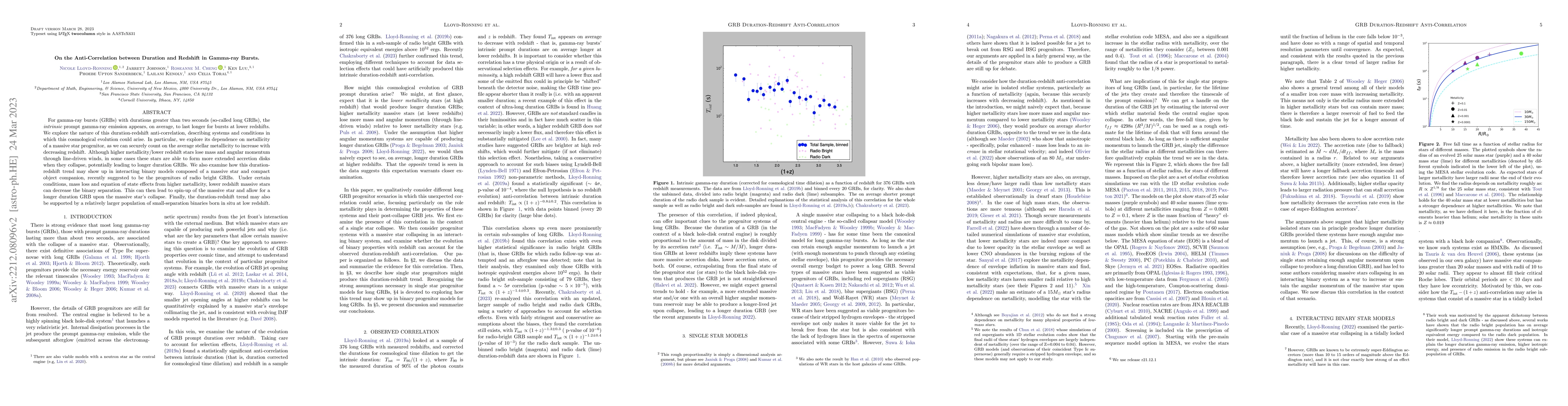 Thumbnail for On the Anti-Correlation between Duration and Redshift in Gamma-ray
  Bursts