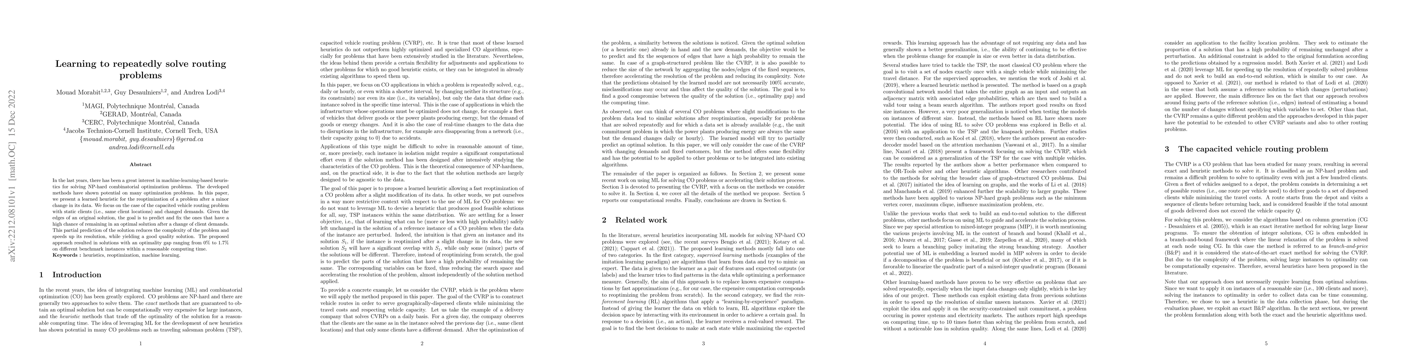 Thumbnail for Learning to repeatedly solve routing problems