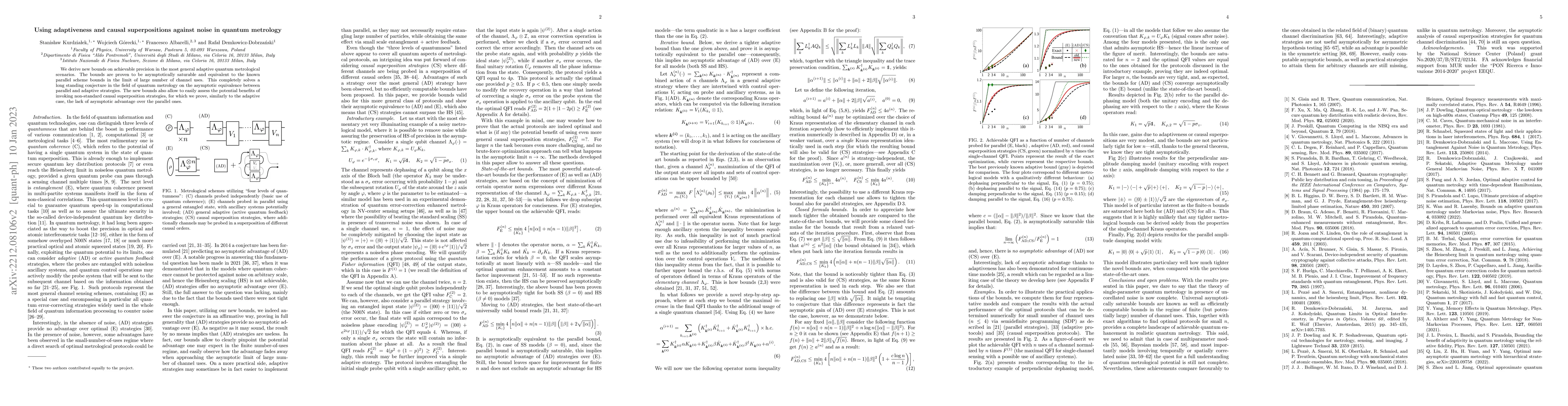 Thumbnail for Using adaptiveness and causal superpositions against noise in quantum
  metrology
