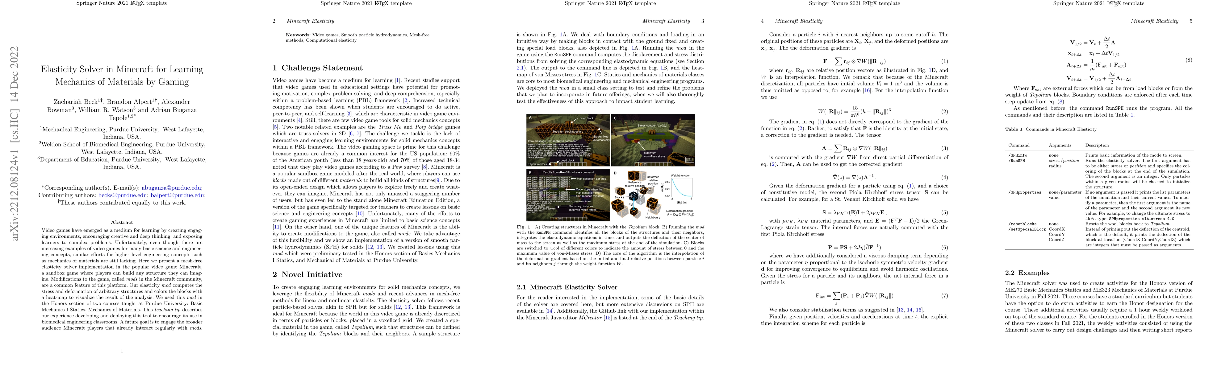 Thumbnail for Elasticity Solver in Minecraft for Learning Mechanics of Materials by
  Gaming