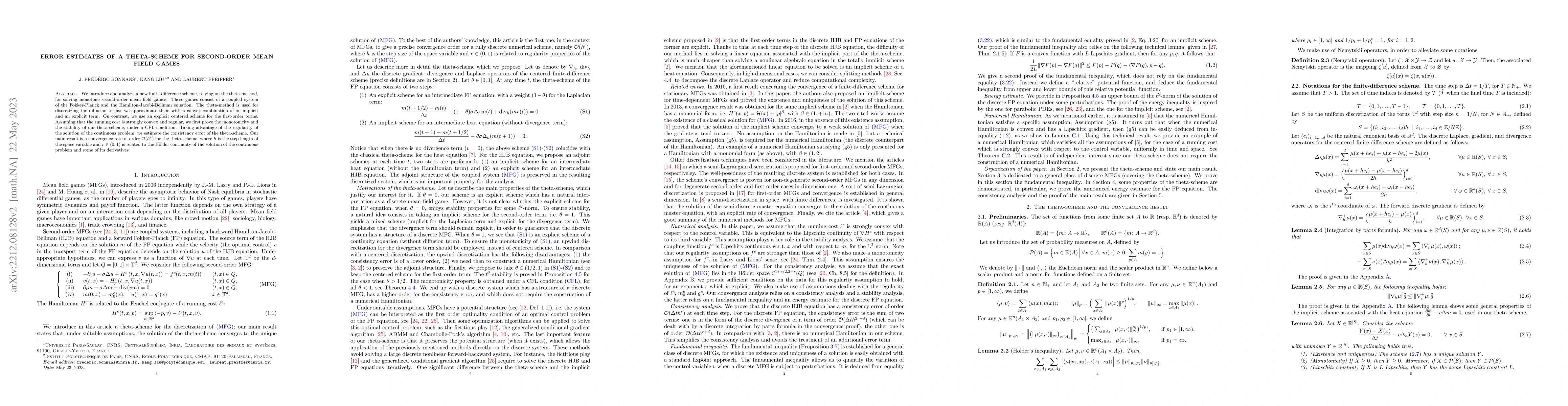 Thumbnail for Error estimates of a theta-scheme for second-order mean field games