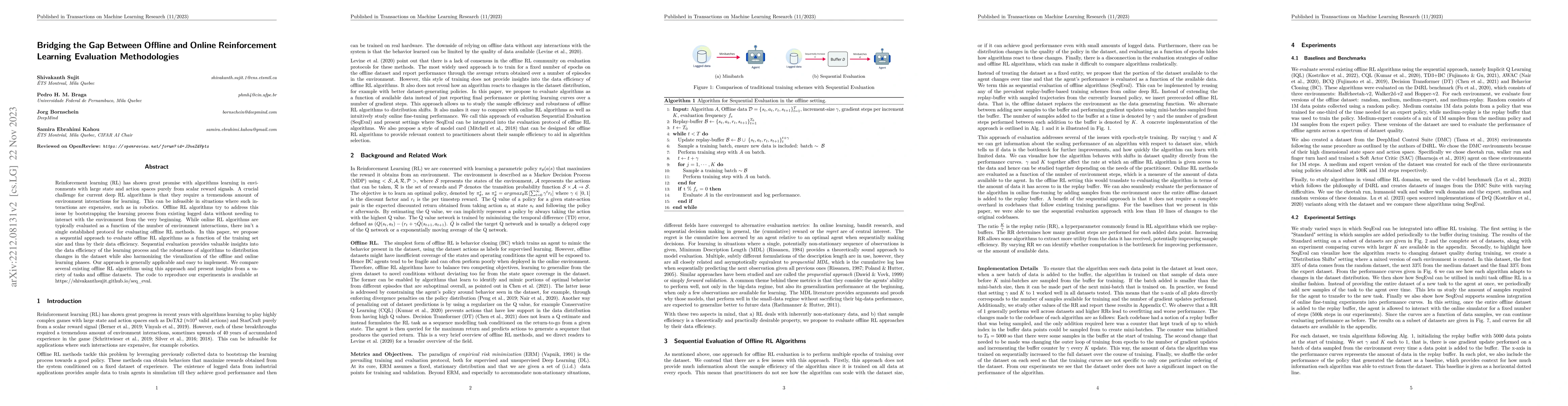 Thumbnail for Bridging the Gap Between Offline and Online Reinforcement Learning
  Evaluation Methodologies