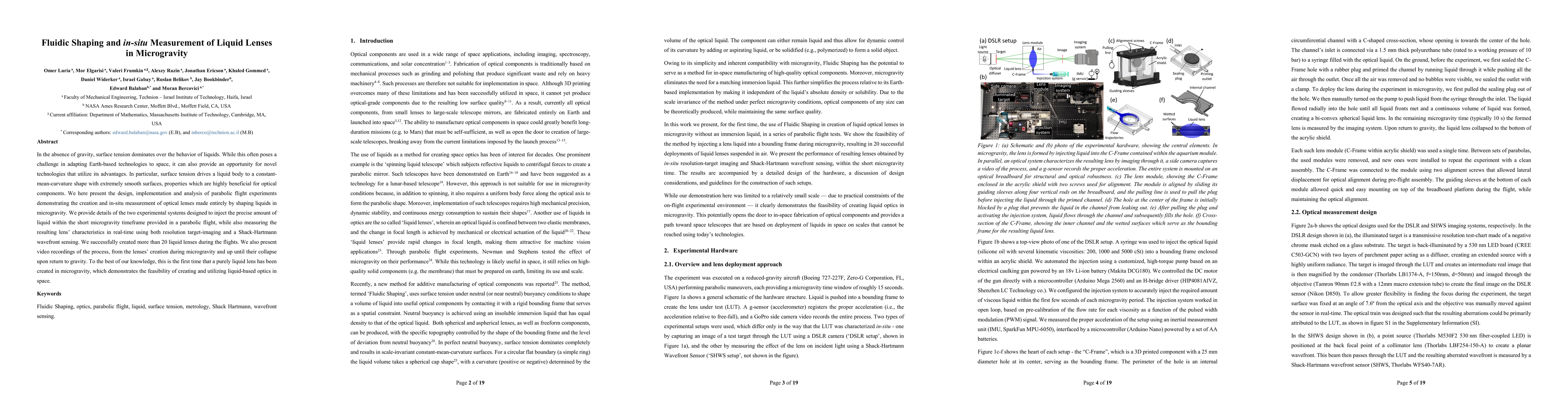 Thumbnail for Fluidic Shaping and in-situ Measurement of Liquid Lenses in Microgravity
