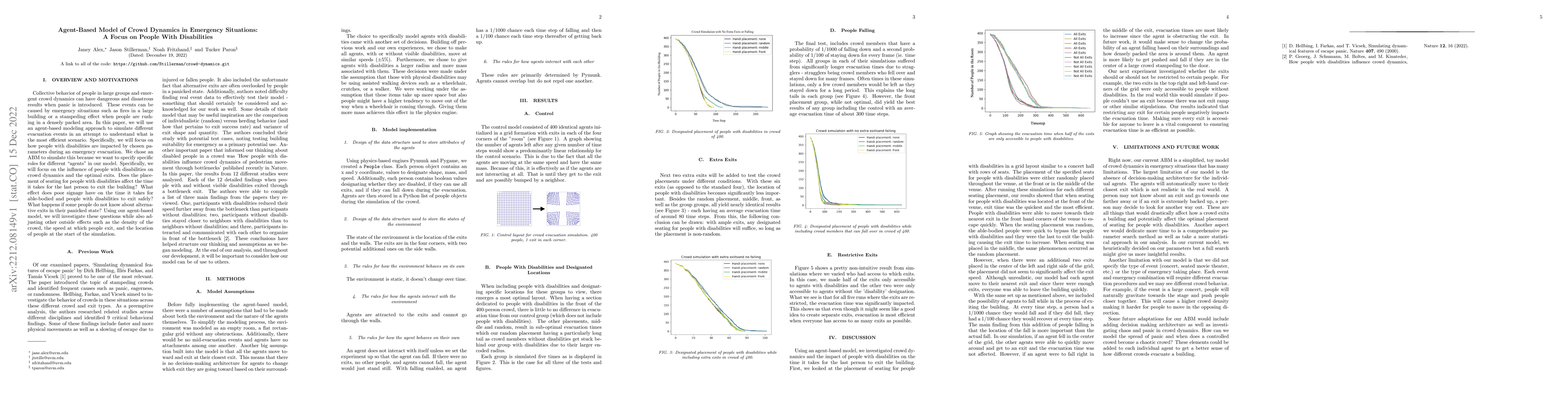 Thumbnail for Agent-Based Model of Crowd Dynamics in Emergency Situations: A Focus on
  People With Disabilities