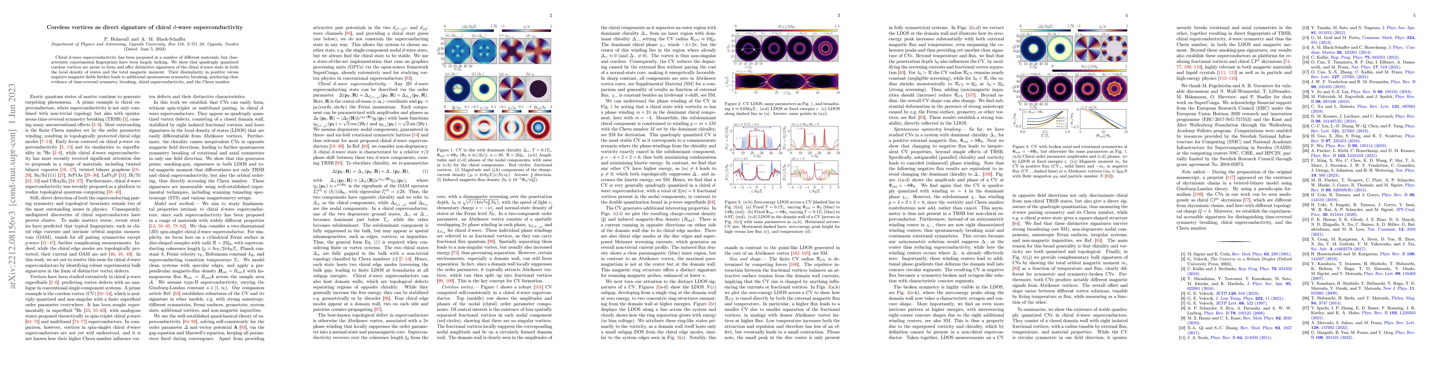 Thumbnail for Coreless vortices as direct signature of chiral $d$-wave
  superconductivity