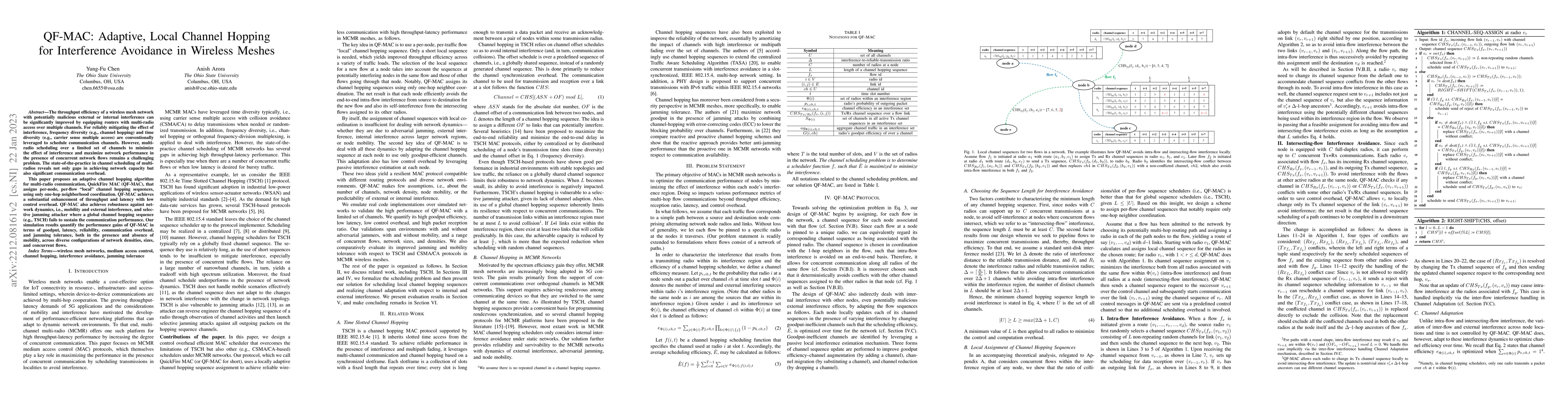 Thumbnail for QF-MAC: Adaptive, Local Channel Hopping for Interference Avoidance in
  Wireless Meshes