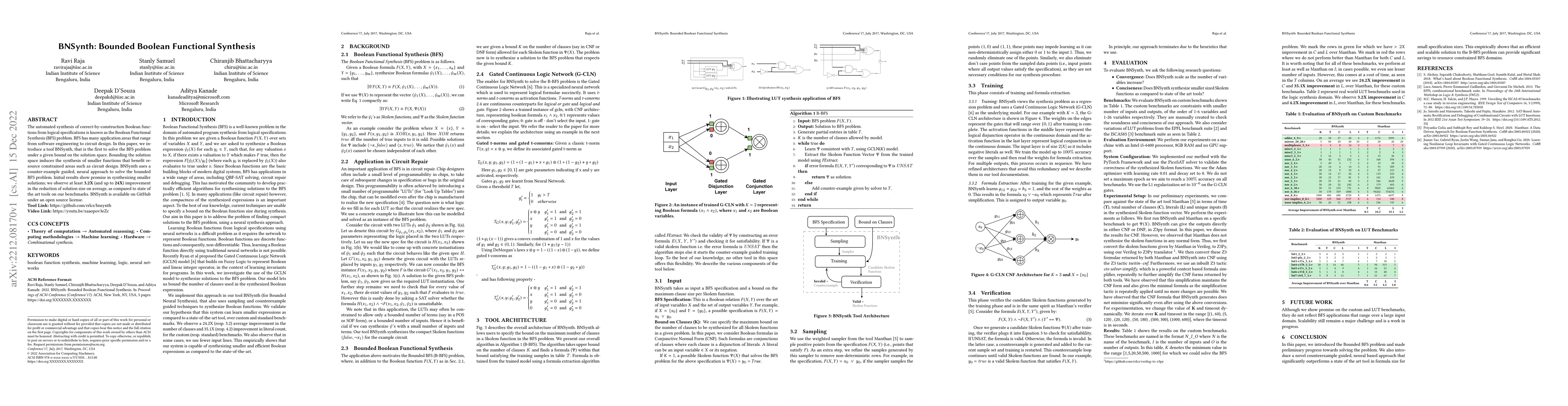 Thumbnail for BNSynth: Bounded Boolean Functional Synthesis