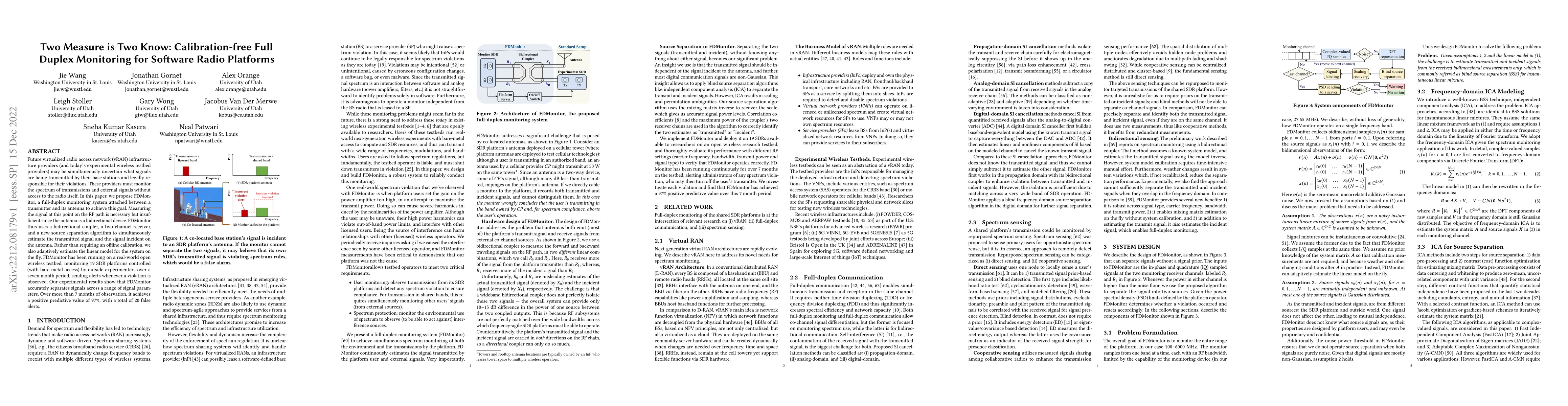 Thumbnail for Two Measure is Two Know: Calibration-free Full Duplex Monitoring for
  Software Radio Platforms