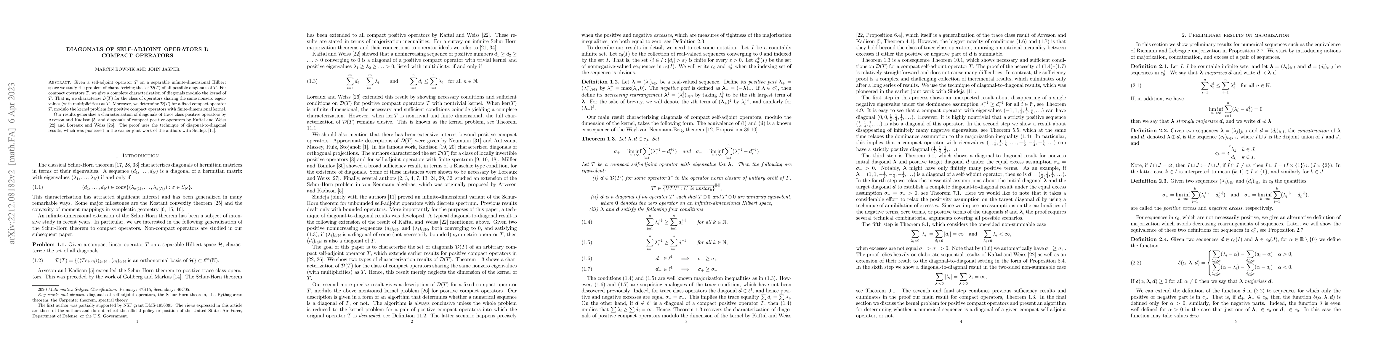Thumbnail for Diagonals of self-adjoint operators I: compact operators