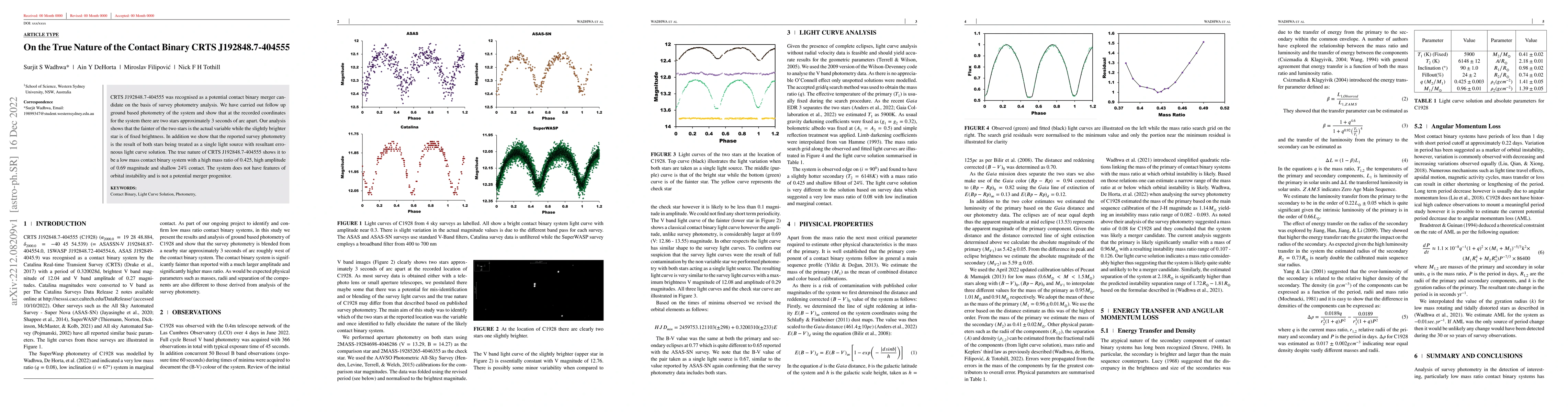 Thumbnail for On the True Nature of the Contact Binary CRTS J192848.7-404555