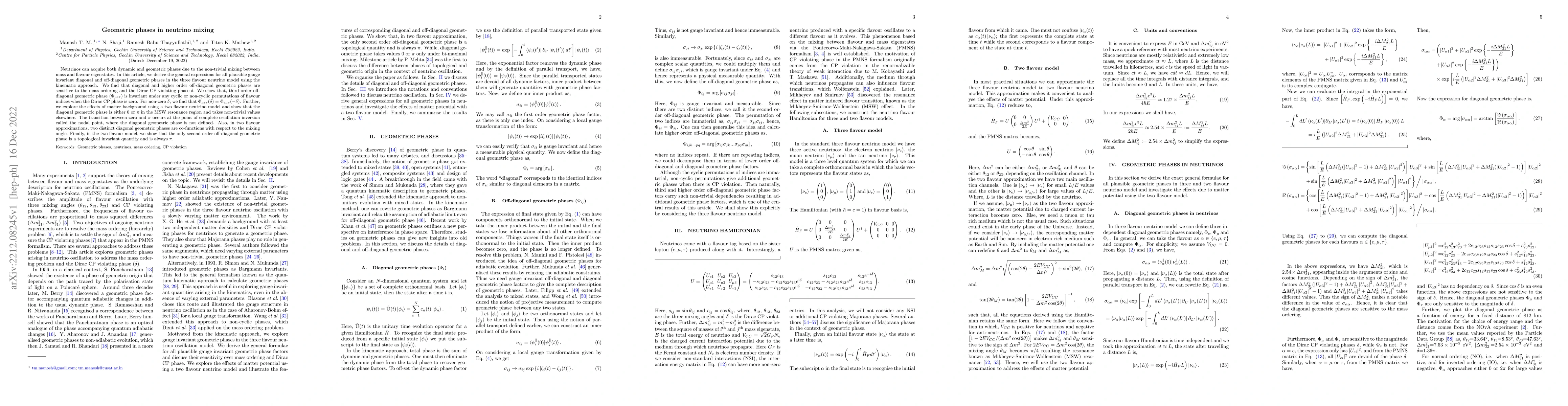 Thumbnail for Geometric phases in neutrino mixing