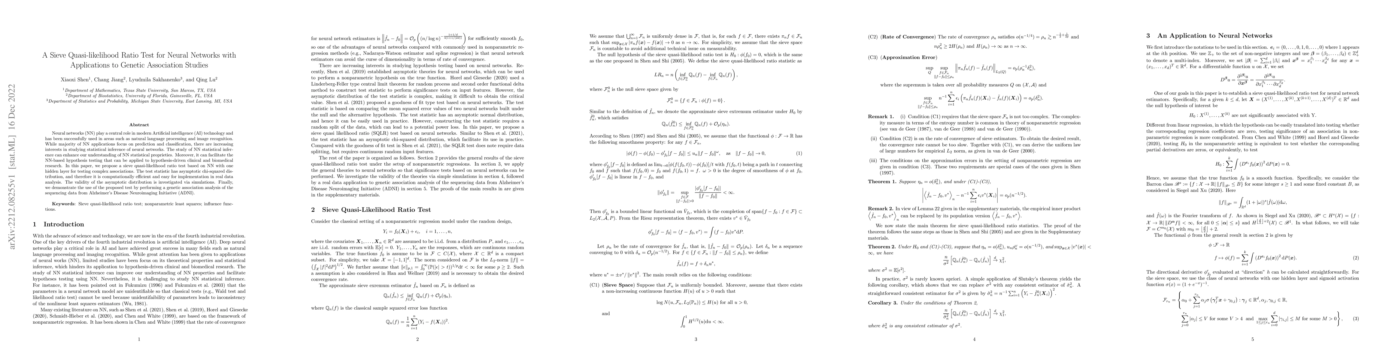 Thumbnail for A Sieve Quasi-likelihood Ratio Test for Neural Networks with
  Applications to Genetic Association Studies
