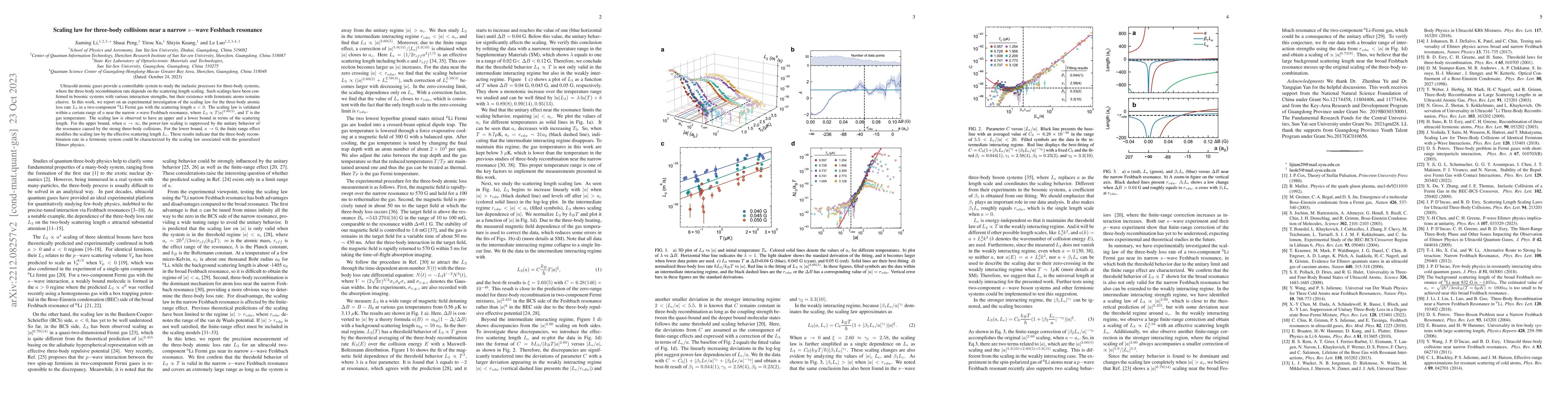 Thumbnail for Scaling law for three-body collisions near a narrow s-wave Feshbach
  resonance