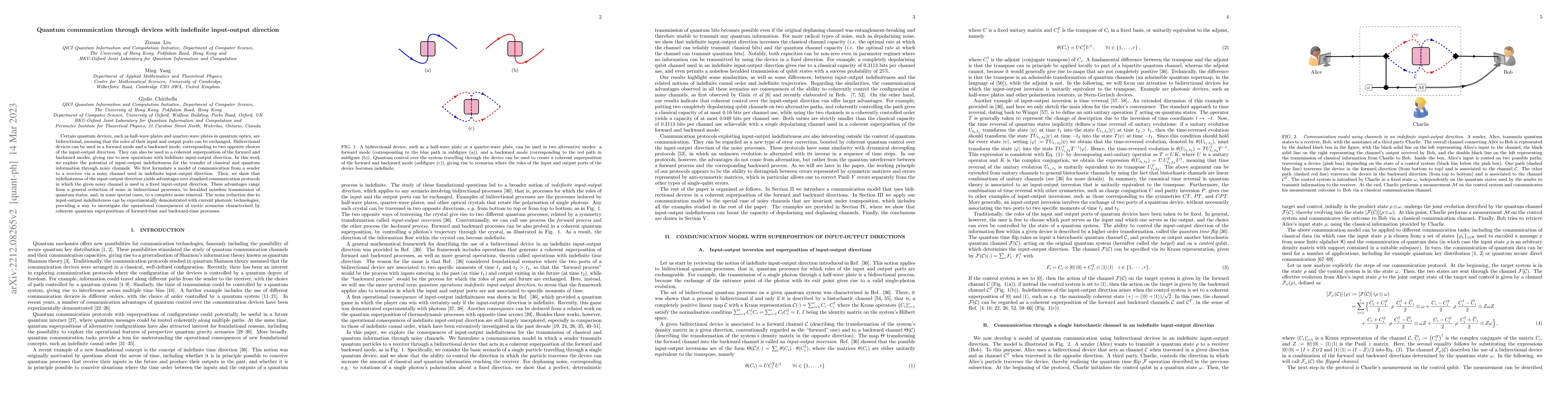 Thumbnail for Quantum communication through devices with indefinite input-output
  direction