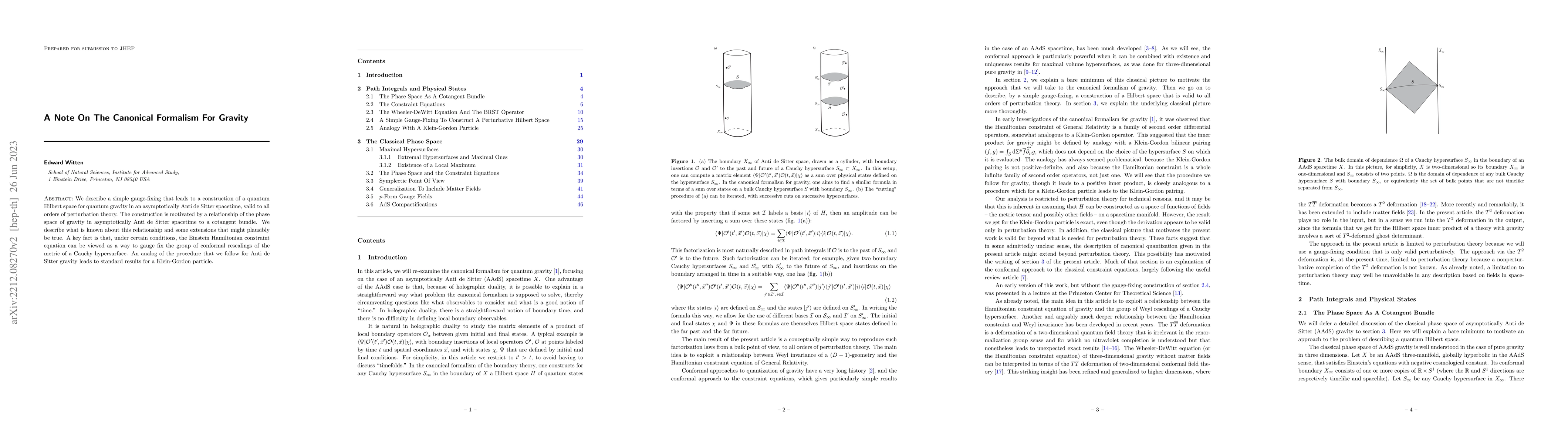Thumbnail for A Note On The Canonical Formalism for Gravity