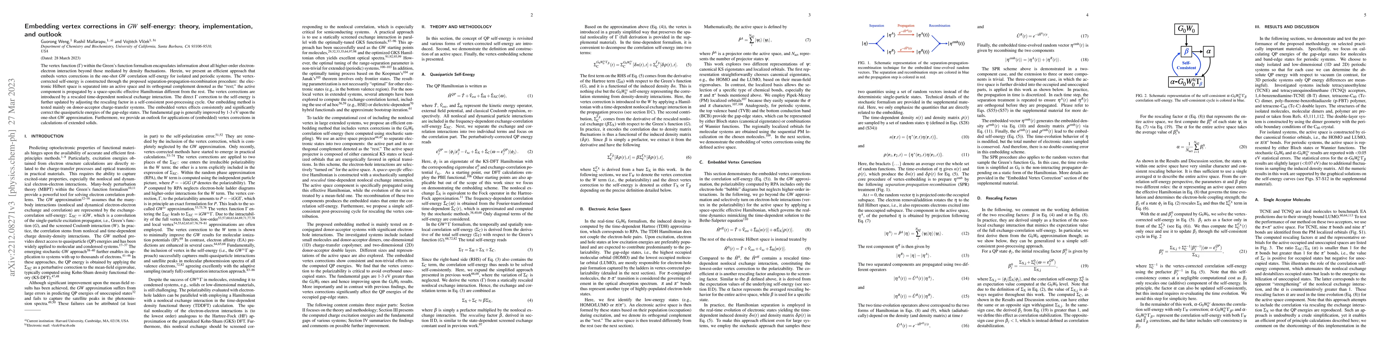 Thumbnail for Embedding vertex corrections in GW self-energy: theory, implementation,
  and outlook