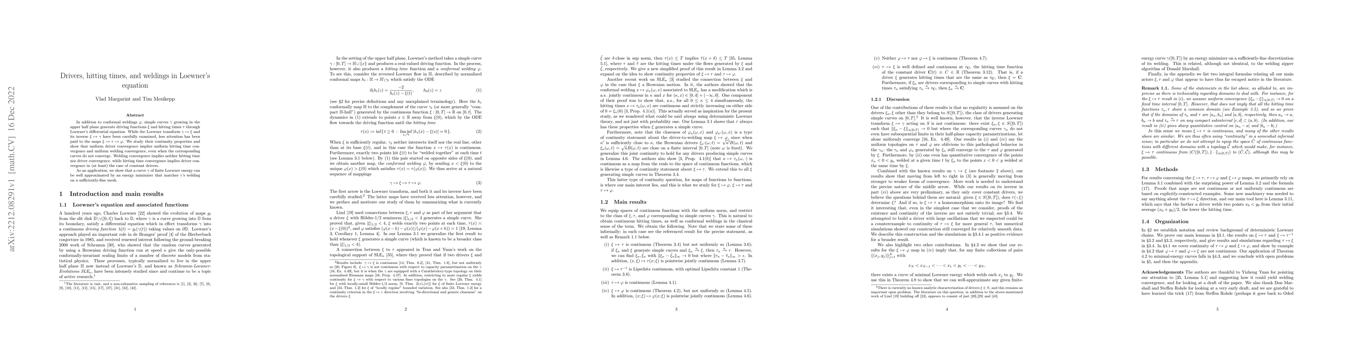 Thumbnail for Drivers, hitting times, and weldings in Loewner's equation