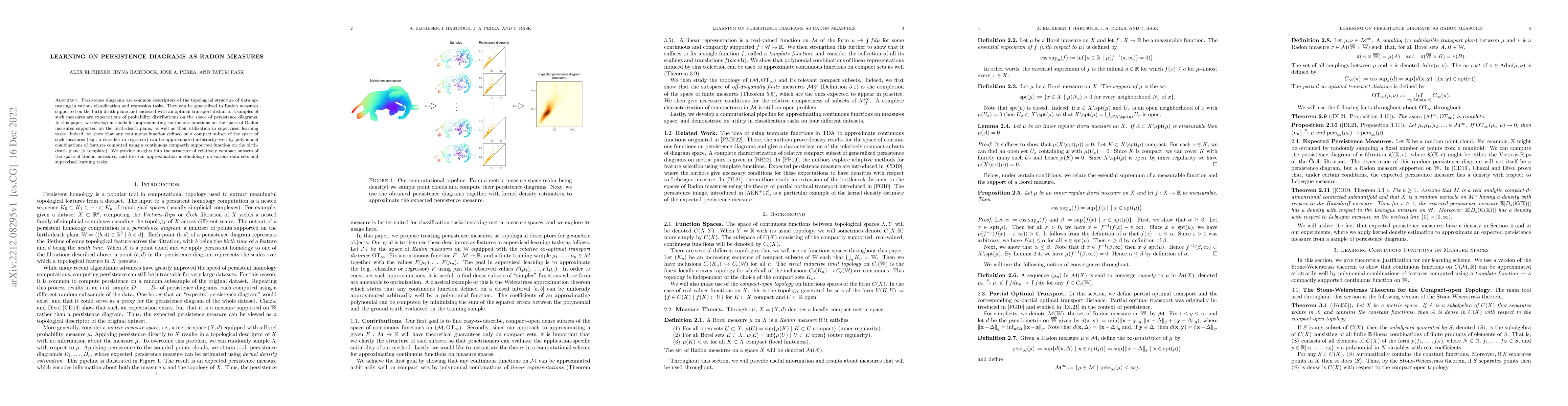 Thumbnail for Learning on Persistence Diagrams as Radon Measures
