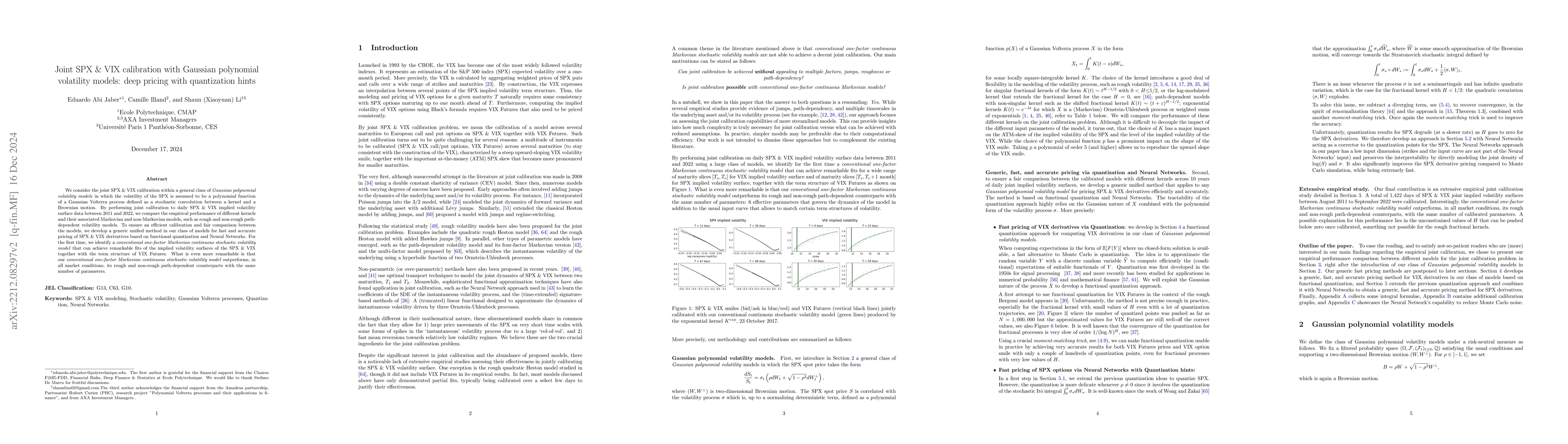 Thumbnail for Joint SPX-VIX calibration with Gaussian polynomial volatility models:
  deep pricing with quantization hints