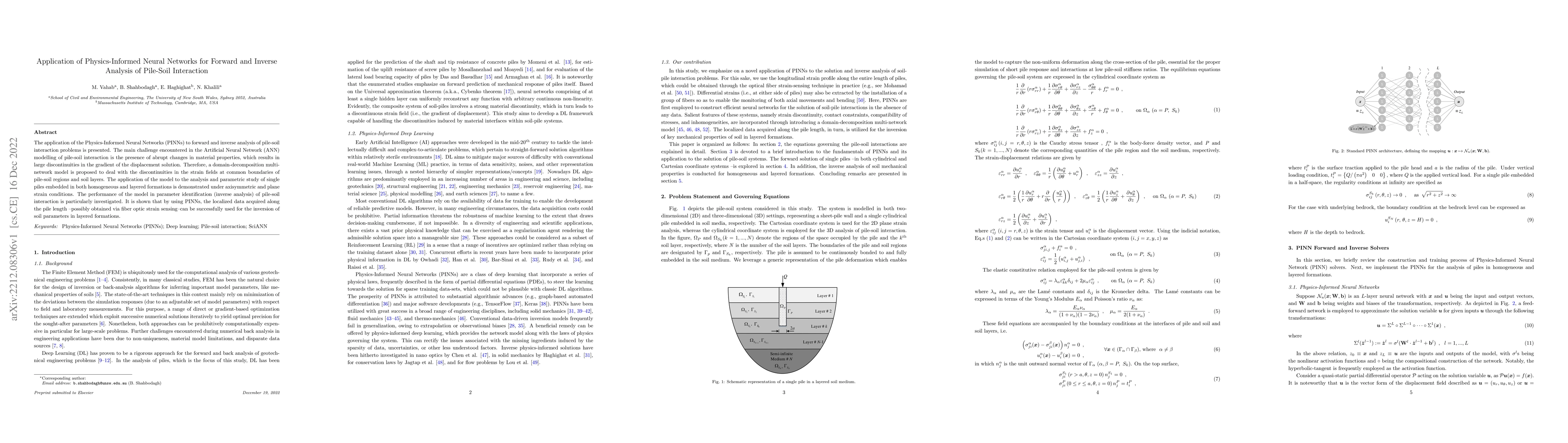 Thumbnail for Application of Physics-Informed Neural Networks for Forward and Inverse
  Analysis of Pile-Soil Interaction