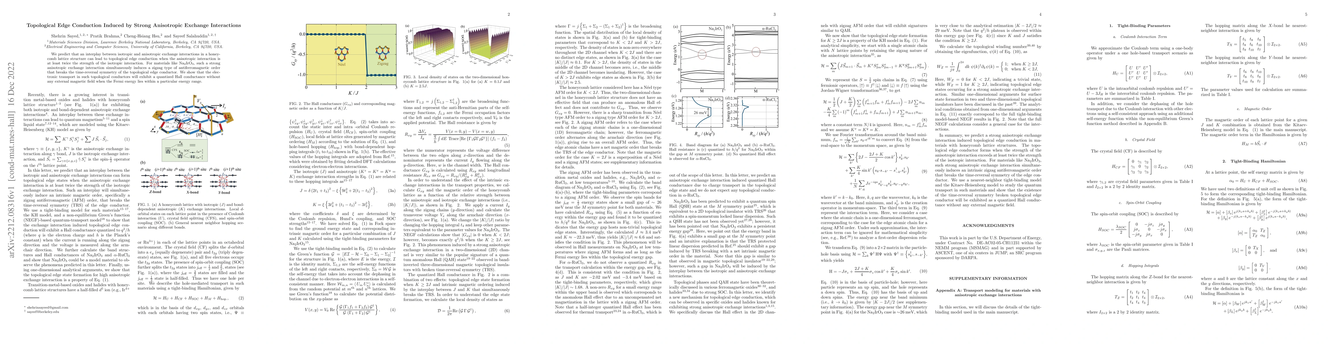 Thumbnail for Topological Edge Conduction Induced by Strong Anisotropic Exchange
  Interactions