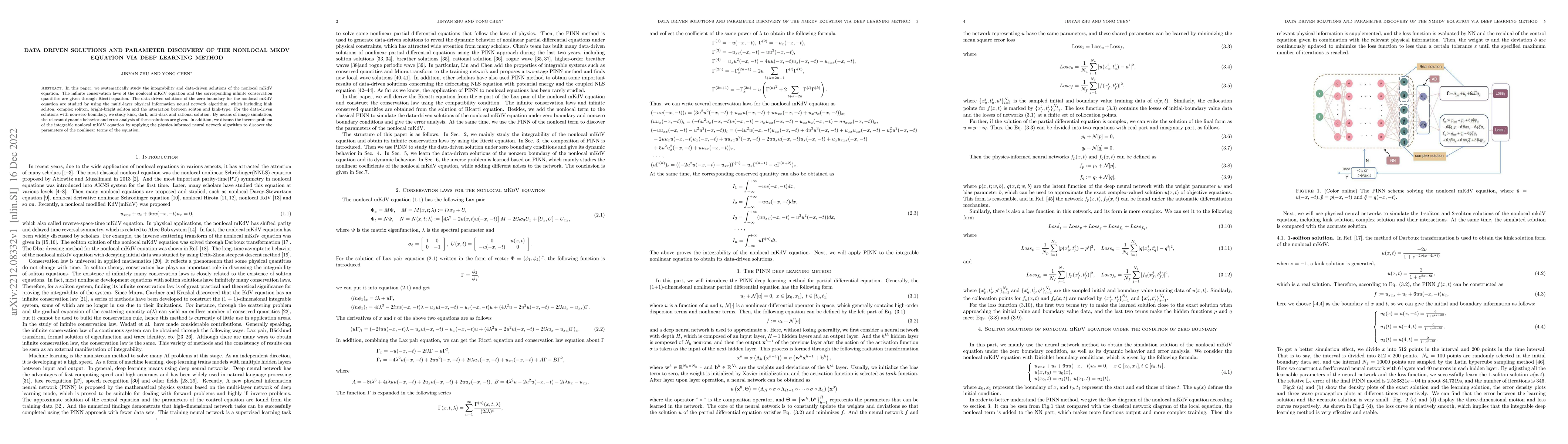 Thumbnail for Data driven solutions and parameter discovery of the nonlocal mKdV
  equation via deep learning method