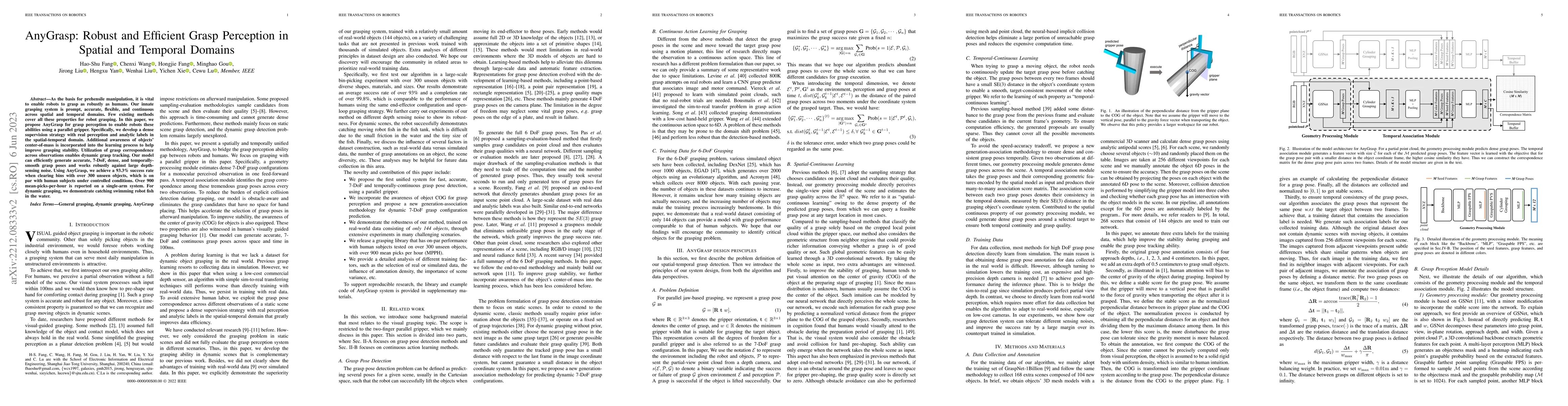 Thumbnail for AnyGrasp: Robust and Efficient Grasp Perception in Spatial and Temporal
  Domains