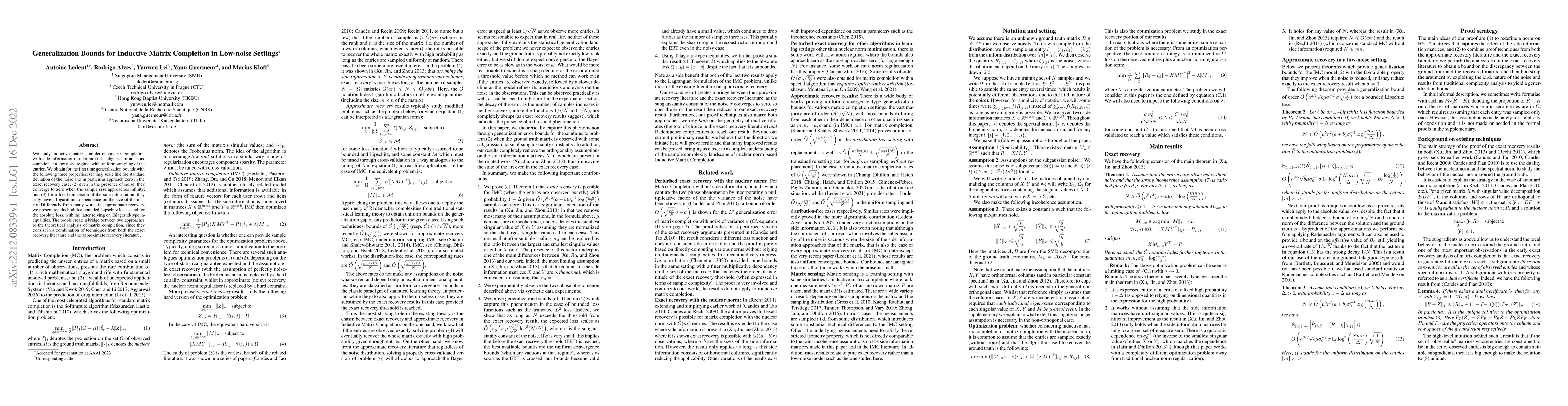Thumbnail for Generalization Bounds for Inductive Matrix Completion in Low-noise
  Settings